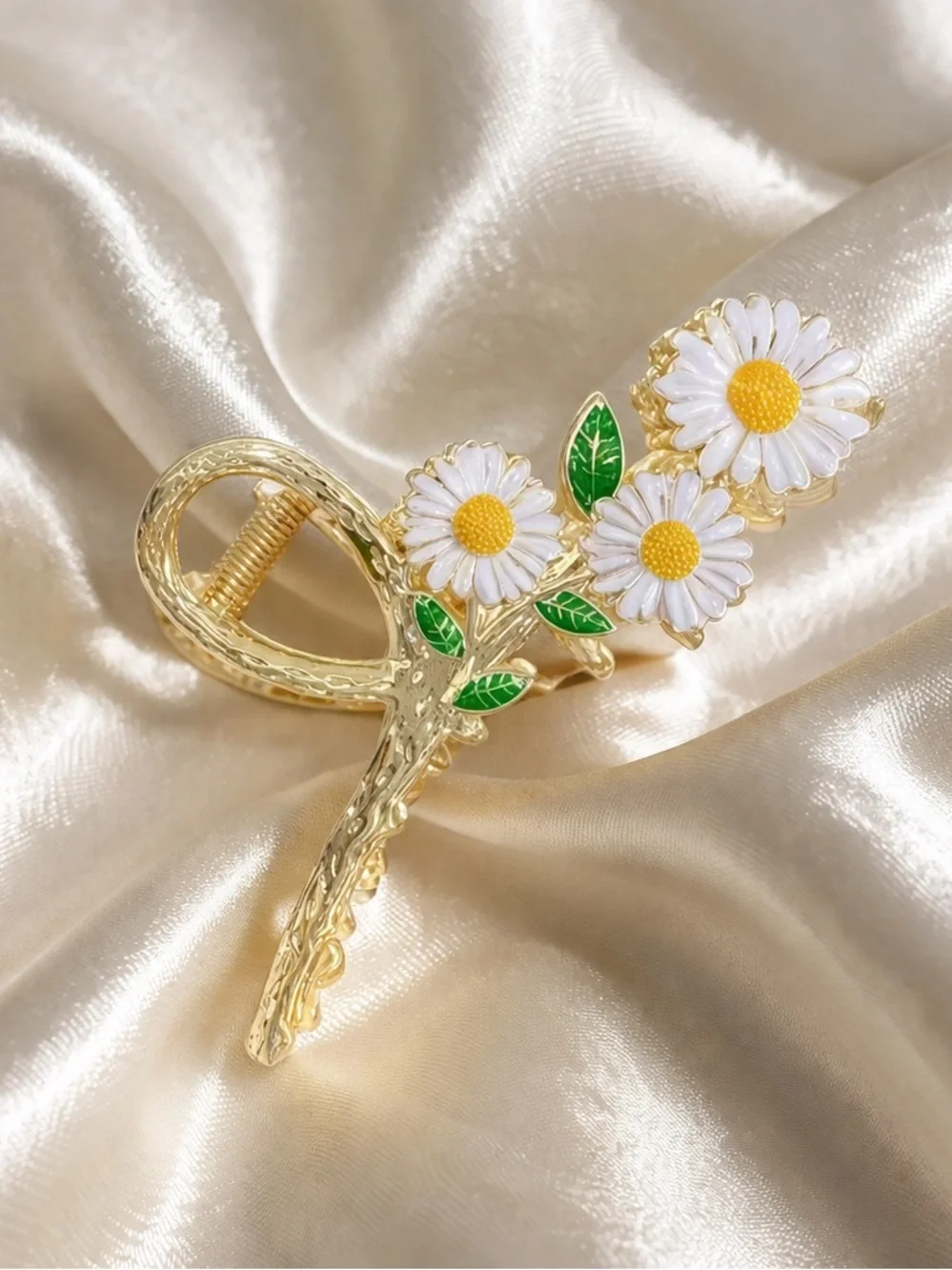 Gold Daisy Flower Hair Clip